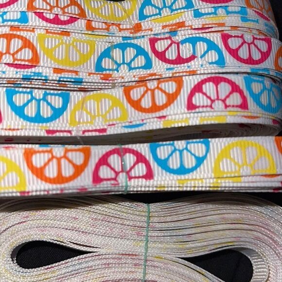 Grosgrain Ribbon 3/8” 10 yard bundle citrus fruit summer colorful shipping ship - Picture 2 of 8